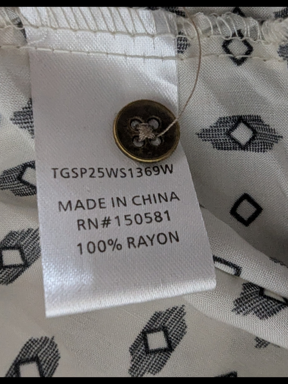 NWT Threadgrut 2XL White Geo Print Button Up Camp Shirt Pocket Casual - Picture 7 of 7